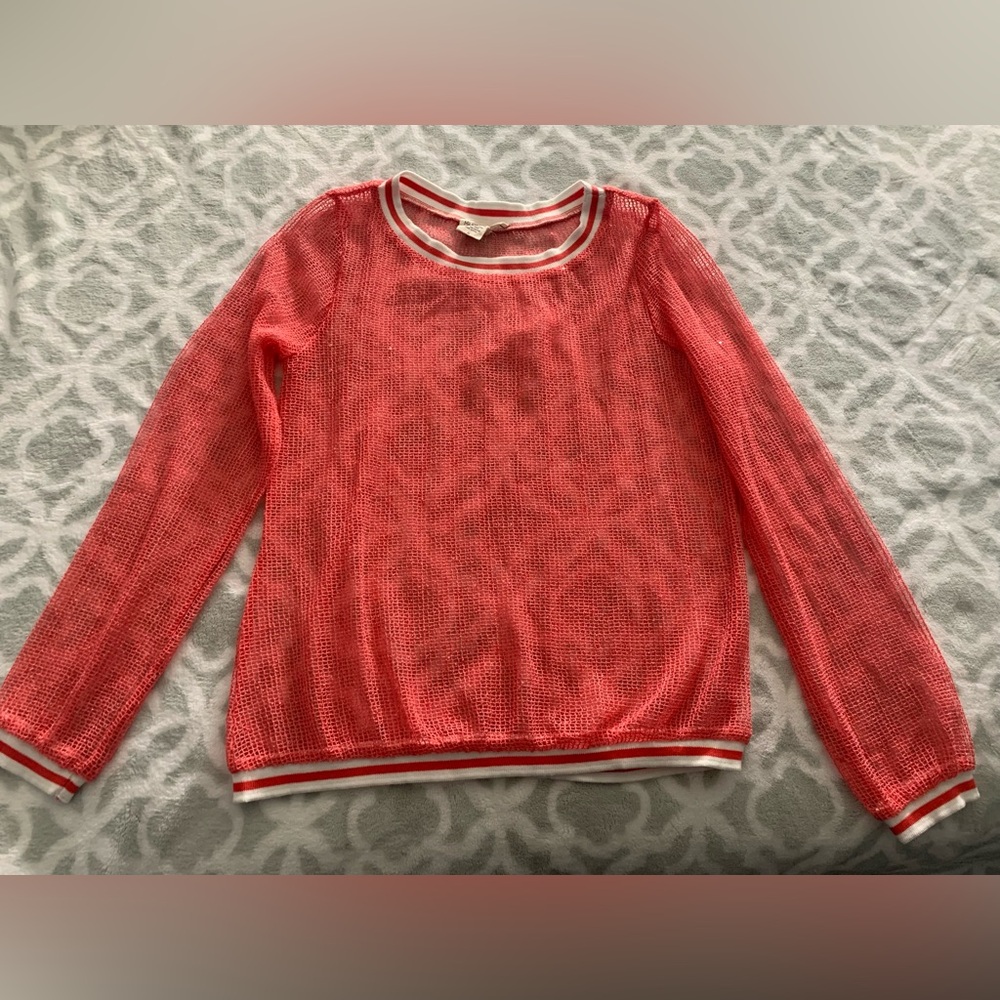 Miley & Molly Red Mesh Long Sleeve Sweater